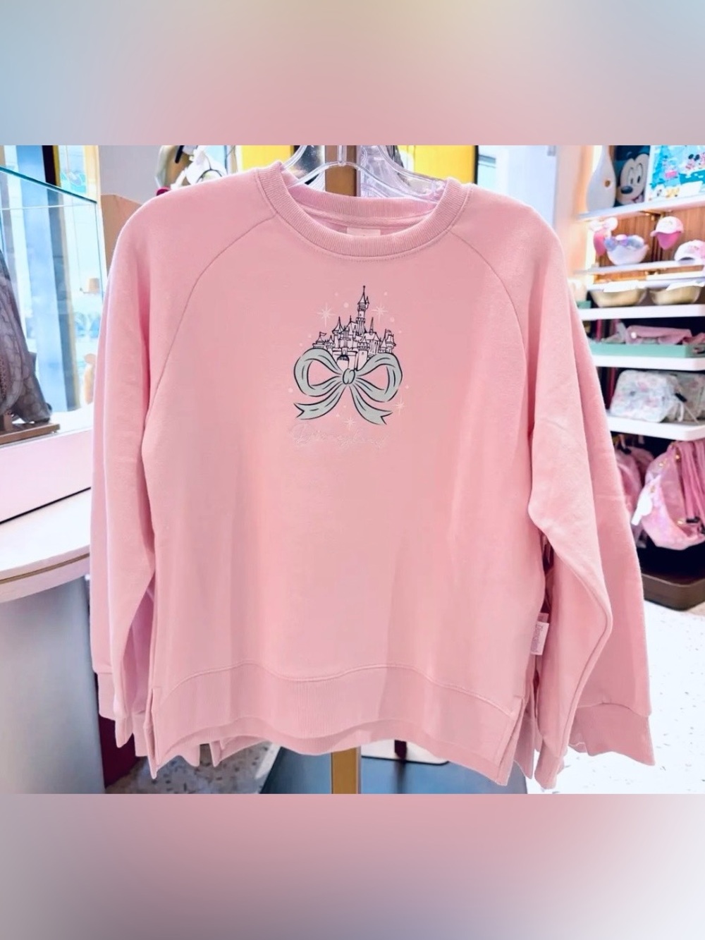 Disney Parks Castle Pullover Pink Sweatshirt Crewneck Size Large Disneyland NWT